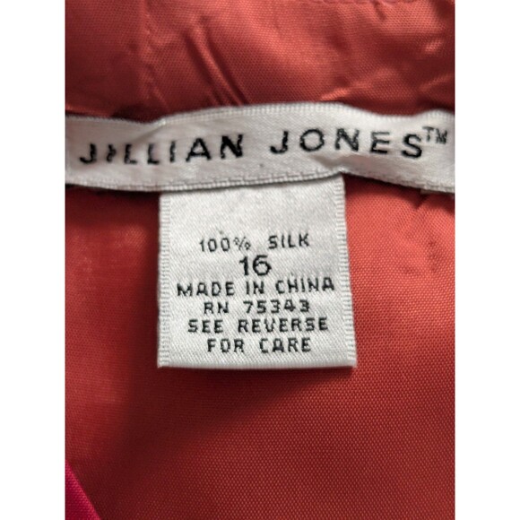 Jillian Jones Vtg Dress Women 16 Orange PurplePink 100% Silk Stripe Sheath Sleek - Picture 3 of 14